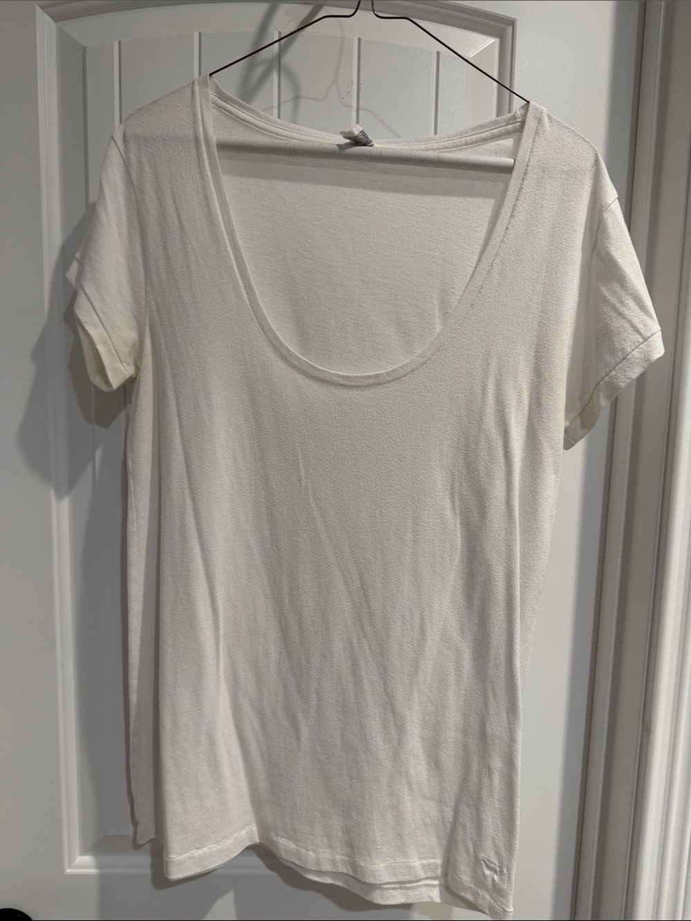 PINK Victoria's Secret Scoop Neck Short Sleeve Tee in white.